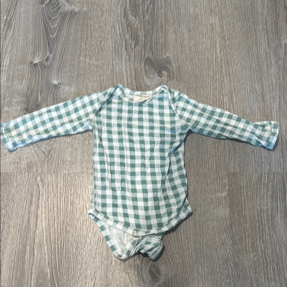 Green and White Checkered Baby Onesie